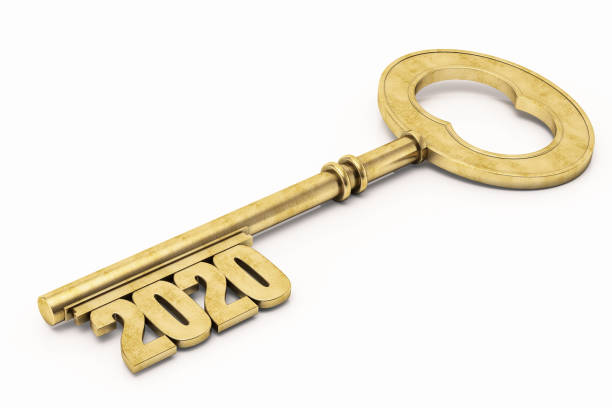 Golden 2020 Key. New Year Concept