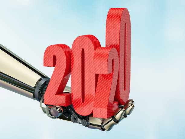 istock Robot's Hand Holding Red 2020 . New Year Concept 1169766268