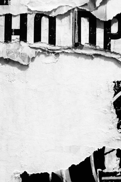 istock Blank white black old ripped torn paper crumpled creased posters grunge textures backdrop backgrounds placard 1169767589