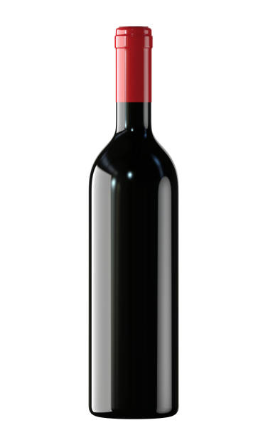 bottiglia di vino rosso. rendering 3d isolato su sfondo bianco. - wine bottle bottle wine red foto e immagini stock