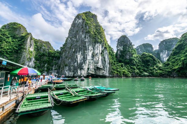 Ha Long Bay - The wold heritage site in Vietnam. stock photo