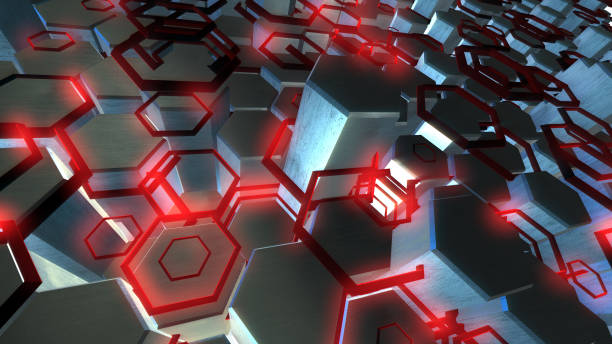 istock Red abstract technology shapes background 1169777642