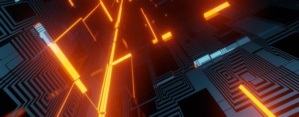 Sci-fi themes Neon Light hole Tunnel.
