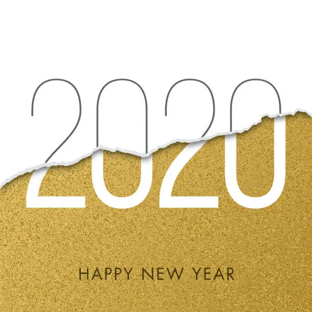 Vector illustration of 2020 - New Year Day greeting card.