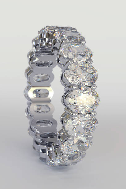 istock Shared prong set diamond eternity ring featuring oval cut diamonds,on white background 1169783677