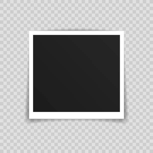 istock Vector Photo frame mockup design. Photo frame on sticky tape isolated on transparent background. Vector illustration 1169785518