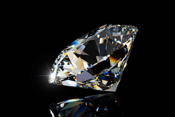 istock Big round cut diamond, side view, on black background 1169789678