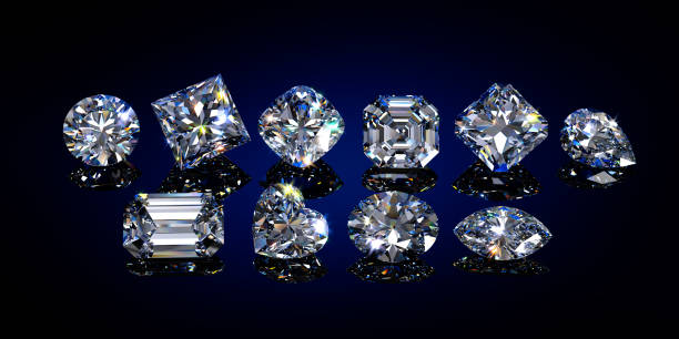 istock Popular diamond cut styles, black glossy background 1169789705