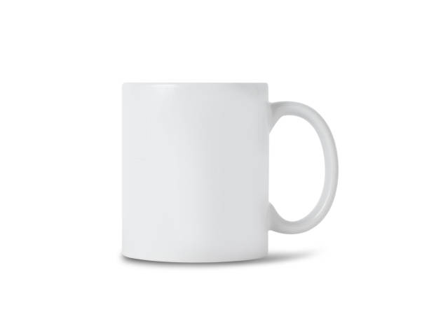 white mug cup mockup for your design isolated on white background with clipping path - ceramic light horizontal indoors imagens e fotografias de stock