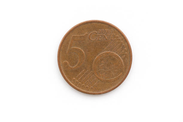 Five euro cents on white