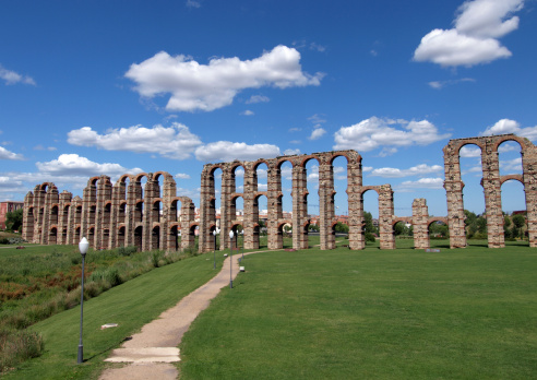 Acueducto De Los Milagros (Aqueduct of the Miracles) at Merida in Extremadura, Spain.