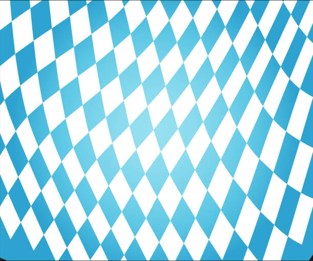 バイエルンの旗の背景のテクスチャ。青い白いチェッカーの立体パターンを持つオクトーバーフェストの背景。湾曲したバイエルンのボリュームフラグ。ベクトルイラスト - german culture audio点のイラスト素材／クリップアート素材／マンガ素材／アイコン素材