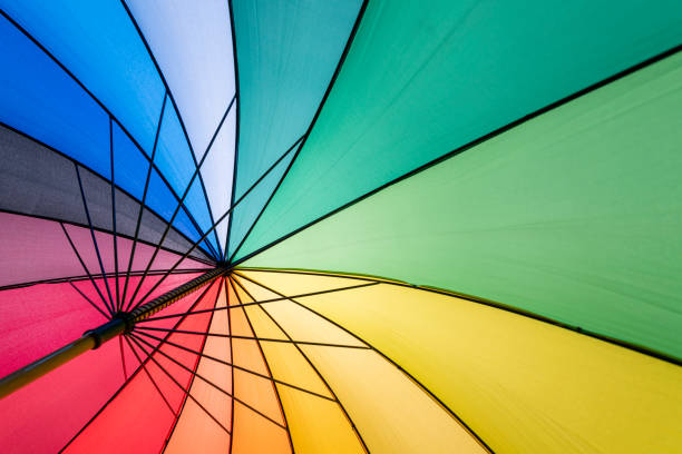 Colorful parasol in summer with backlight