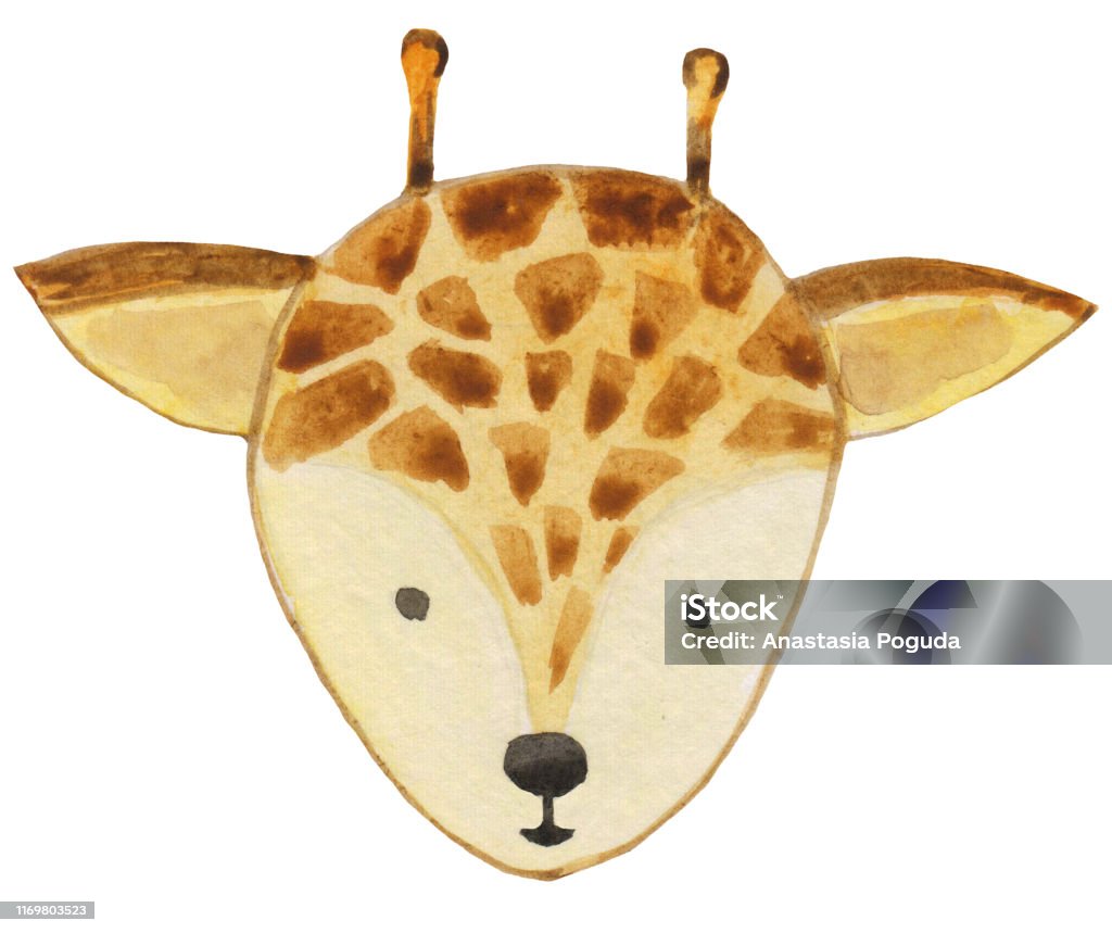 Khuôn Mặt Hươu Cao Cổ Hài Hước Trên Nền Trắng Minh Họa Hoạt Hình ...