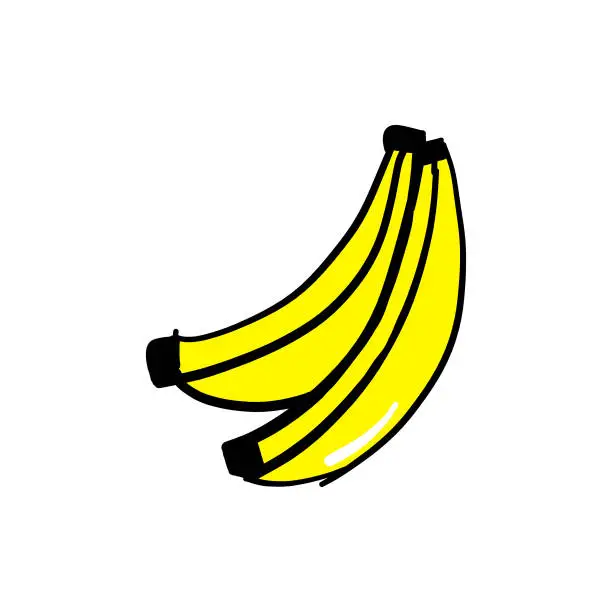 Vector illustration of Banana Hand Drawing Icon.