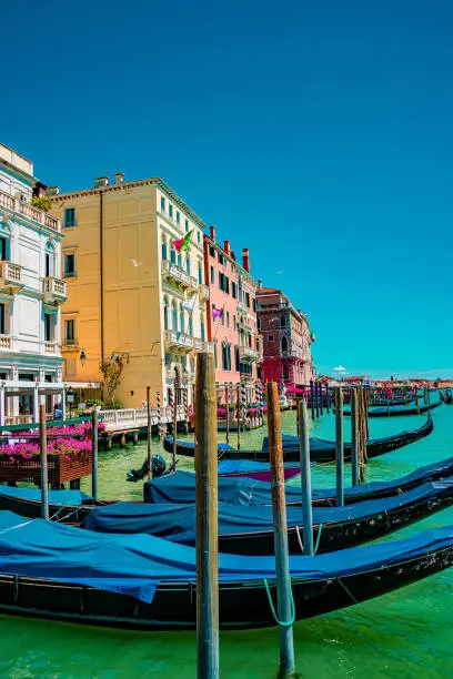 Photo of Magical view during sunset over Venice, channel and its historical center, Venice, Italy