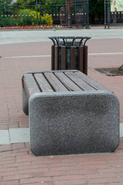 istock Closeup on granite benches in city center 1169814488