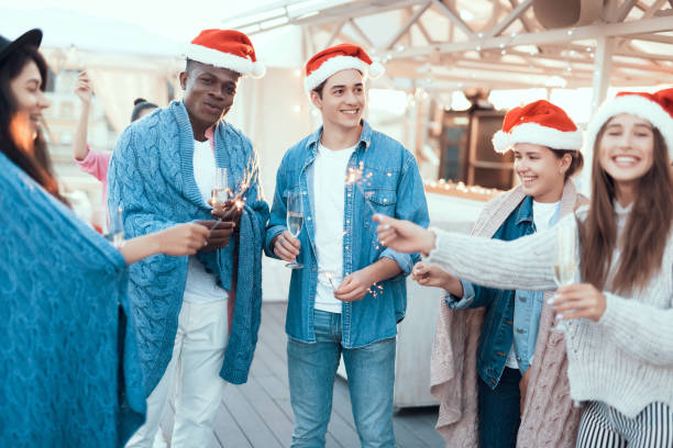 istock Positive comrades having fun during christmas 1169818338