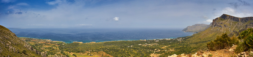 Panoramic Seascape View Of Sierra de Llevant And Betlem During A Cloudly Day - Majorca - Spain