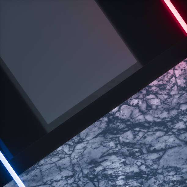 istock Glowing neon tubes and marble background, 3d rendering. 1169828969