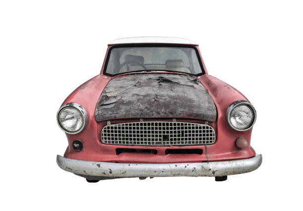 istock Old car red in 60s style isolated on a white background. with clipping path. 1169835264