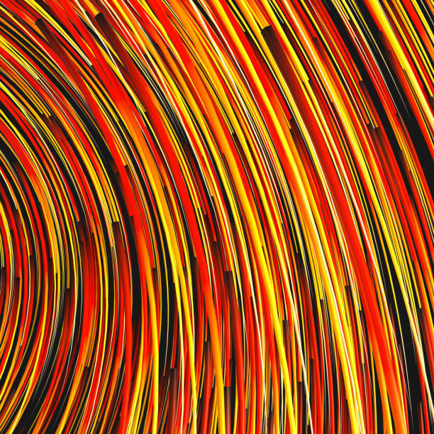 istock Orange swirling swirls with gradient lines, 3d rendering. 1169844713