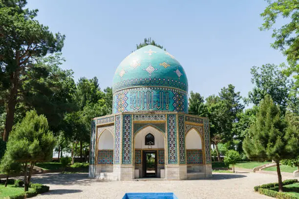 Neyshabur, Iran, May 28, 2017, Sheikh Attar mausoleum.  Neyshabur, Khorasan, Iran also known as Farid-ud Din Attar or Attar of Nishapur