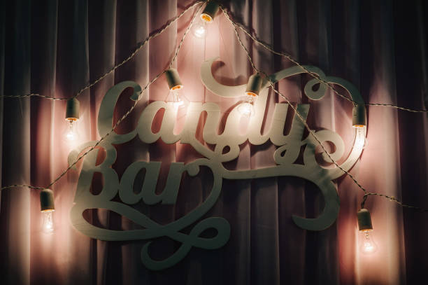 istock Candy bar - text. Wedding banquet area. Decorated delicious. 1169848422
