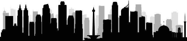 Jakarta (All Buildings Are Complete and Moveable) Jakarta skyline. All buildings are complete and moveable. jakarta stock illustrations