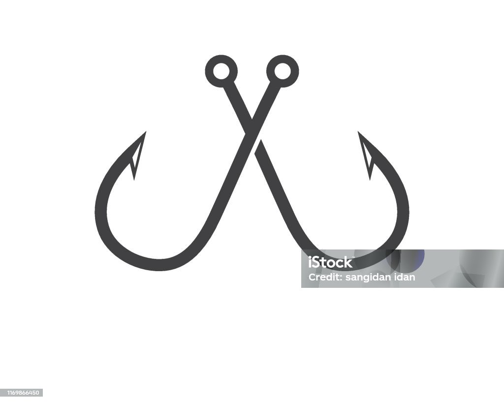 Hook Logo Icon Of Fishing Vector Illustration Stock Illustration - Download  Image Now - Animal Wildlife, Badge, Blue - iStock