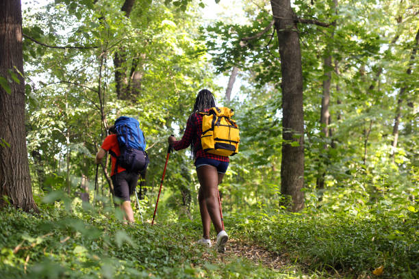 istock Couple hiking on a mountain 1169867203
