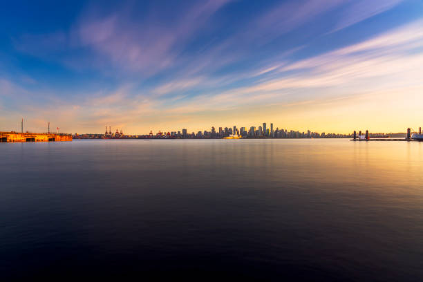 istock perspective shot Vancouver skyline during sunset 1169871695