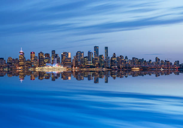 Canada, British Columbia, Vancouver, night view.