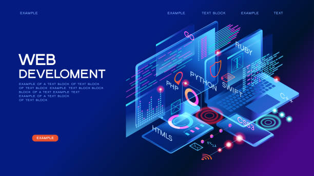 bildbanksillustrationer, clip art samt tecknat material och ikoner med programmering webbbanner - webbdesign