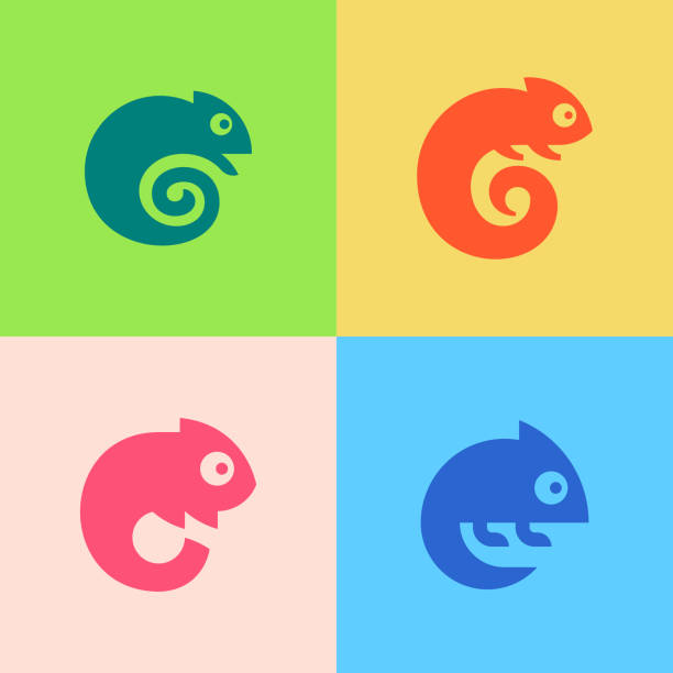 Set of Chameleon Set of Chameleon . Icon design. Template elements chameleon stock illustrations