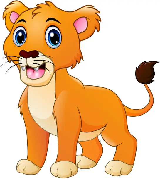 Vector illustration of A lion cartoon roaring