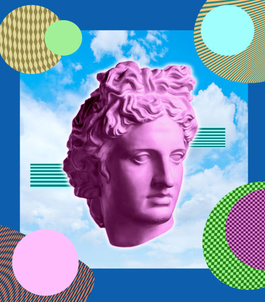 istock Contemporary art concept collage with antique statue head and textures, shapes and elements in a surreal style. Zin art. 1169877728