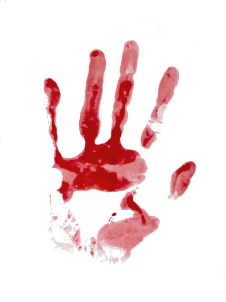 istock Bloody hand print, isolated on white. Female. 1169879261