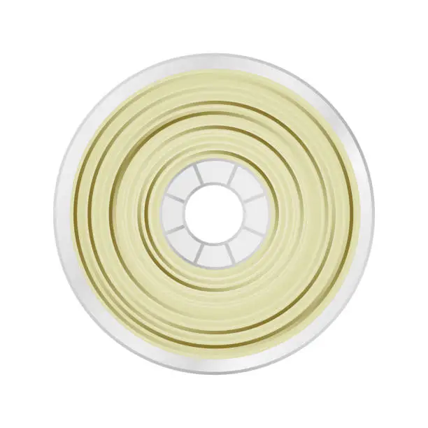 Vector illustration of Vector illustration of natural white and yellow filament for 3D printing wounded on the spool isolated.