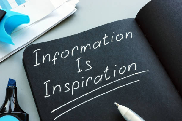 istock Information Is Inspiration written by pen in the note. 1169888392