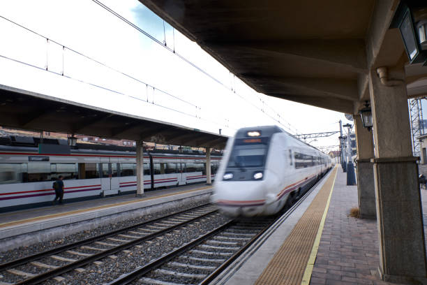 view of a small train station stock photo