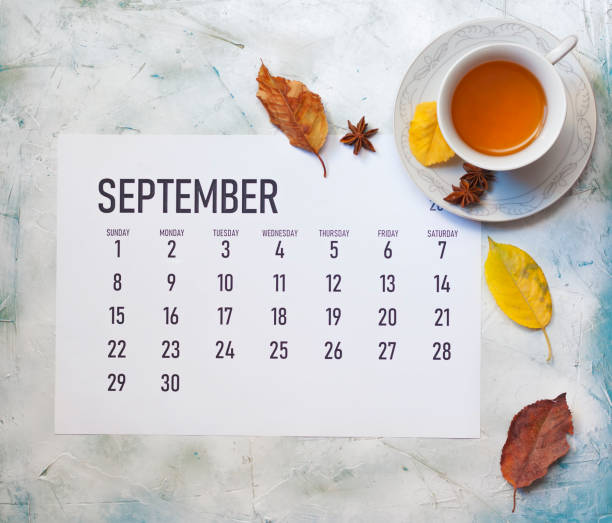 calendario mensual de septiembre de 2019 - equinoccio de otoño fotografías e imágenes de stock