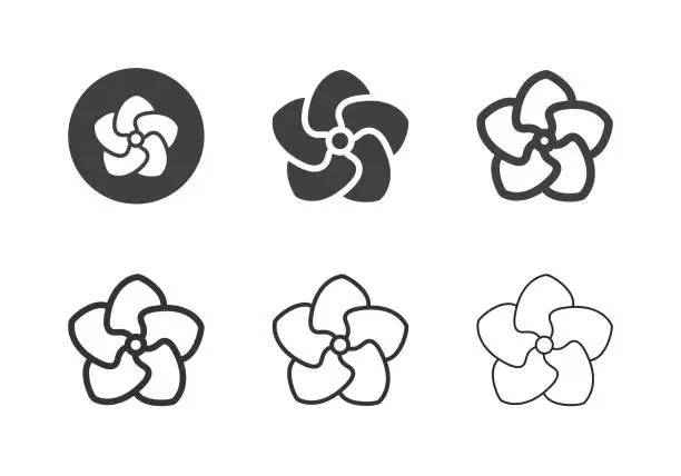 Vector illustration of Vinca Flower Icons - Multi Series