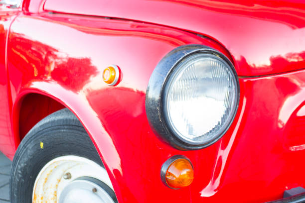 istock Close up of red retro car 1169906385