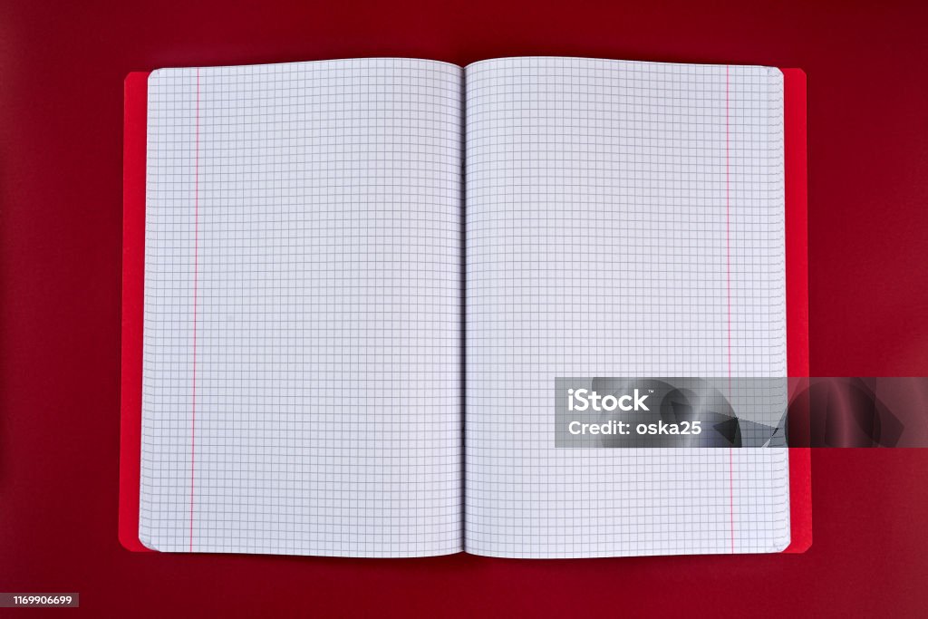 Open Notebook Chekered Open Notebook With Checkered Pages On A Red Background Stock Photo ...
