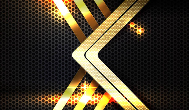 istock Geometric dark mesh design with gold stripes and glitter arrow 1169907338