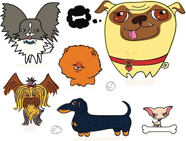 Vector illustration of Cartoonish Toy Dogs