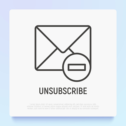 Unsubscribe thin line icon: envelope with minus. Modern vector illustration.
