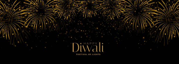 istock happy diwali fireworks black and gold banner 1169910830