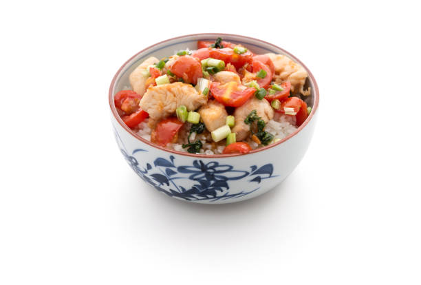 istock rice with chicken tomato sauce Chinese food on isolated white background 1169912005